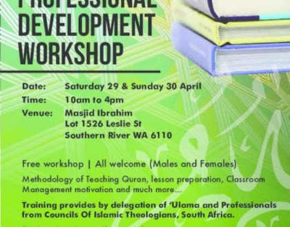 Islamic Studies Teachers Professional Development Workshop 29 and 30 April 2017