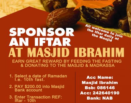 Sponsor an Iftar at Masjid Ibrahim 2019