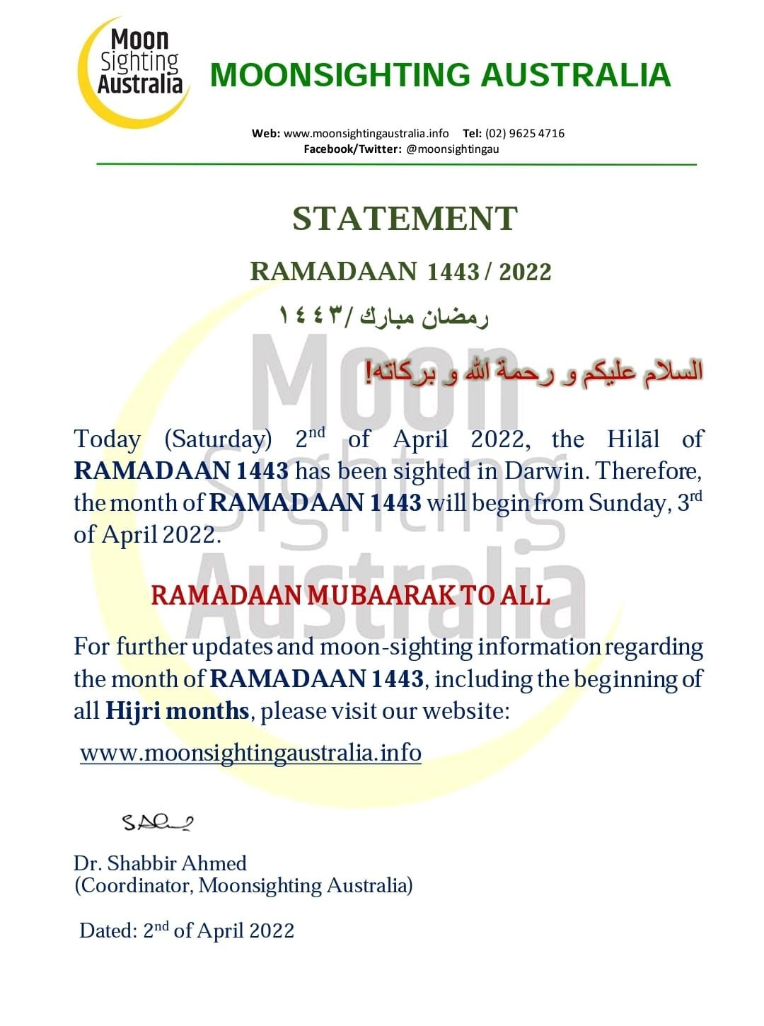 Ramadan Moonsighting Info 2022
