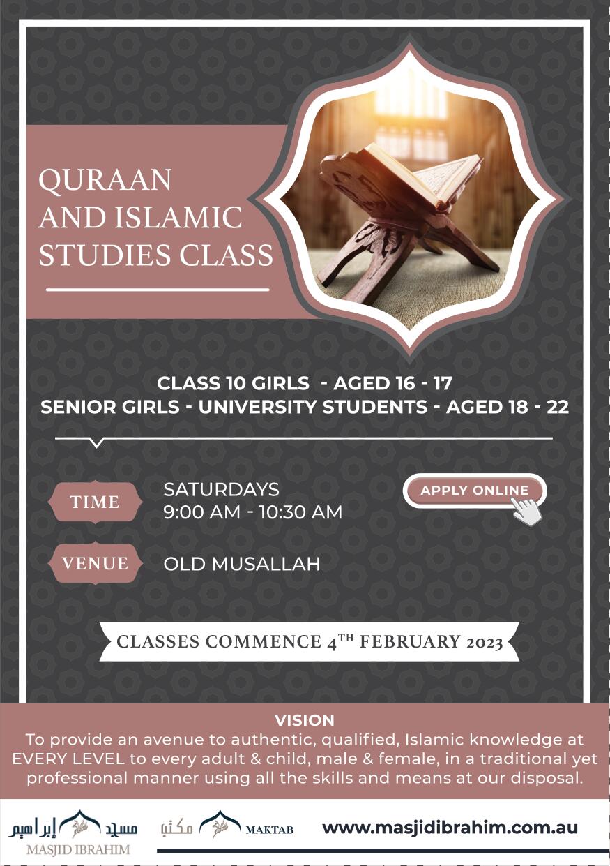 Class 10 & Senior Girls Quraan and Islamic Studies Class