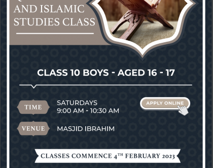 Class 10 Boys Quraan & Islamic Studies Class