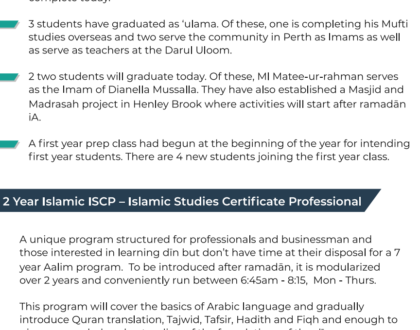 2 Year Islamic Studies Certificate Professional (ISCP)- Expression of Interest