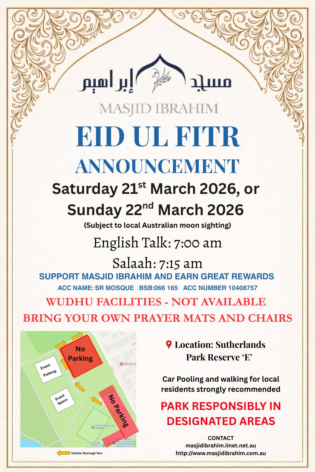 Eid ul Fitr Announcement
